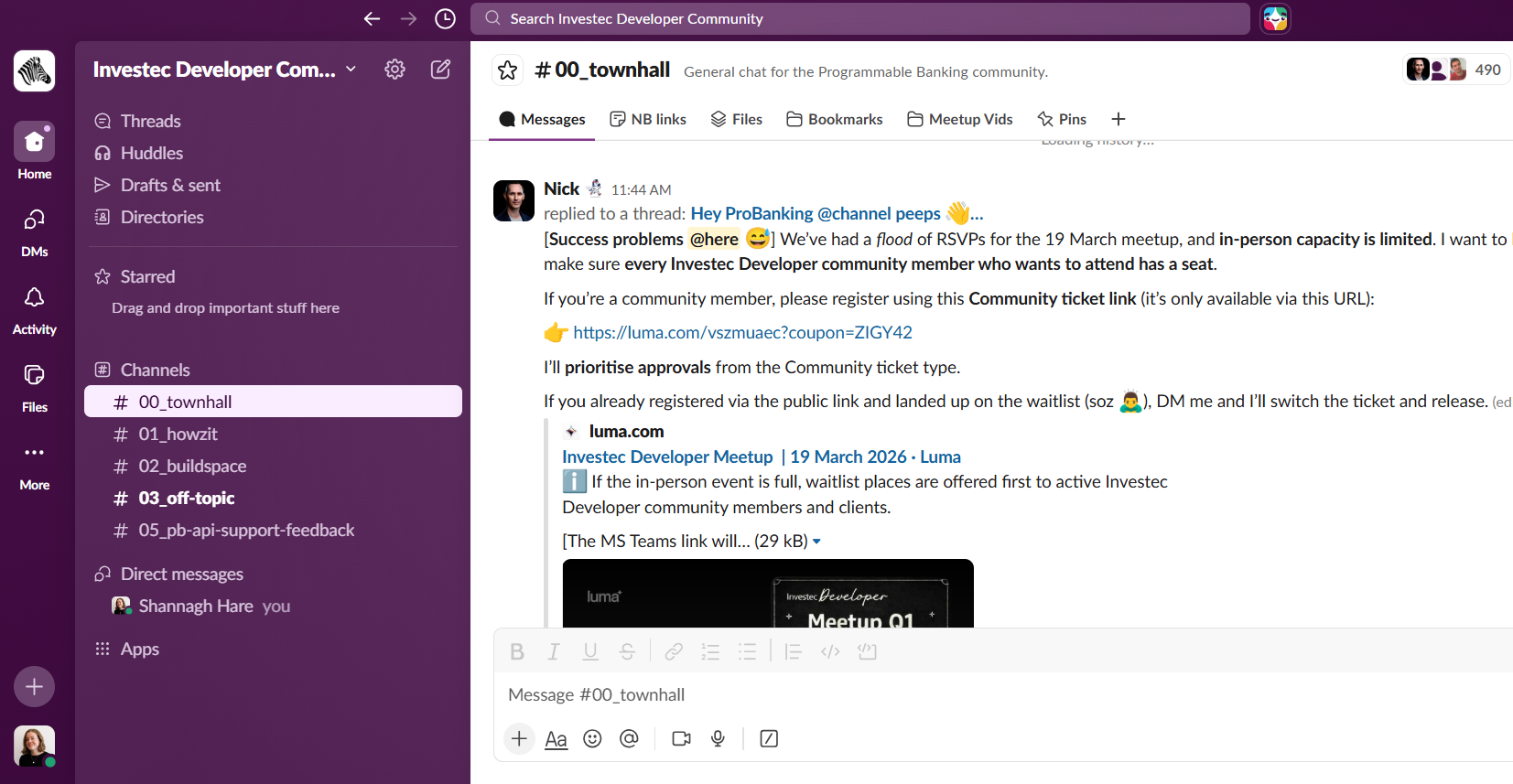 Investec Developer Community Slack